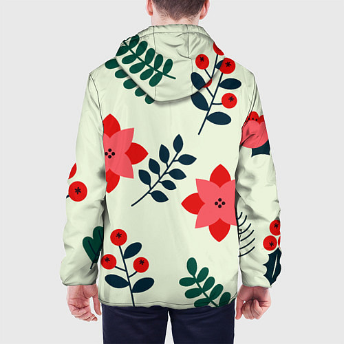 Мужская куртка Цветы, ягоды, листья / 3D-Черный – фото 4