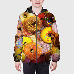 Куртка с капюшоном мужская Сладкие пончики, цвет: 3D-черный — фото 2