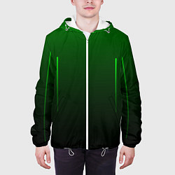 Куртка с капюшоном мужская Неоновые линии на градиенте, цвет: 3D-белый — фото 2