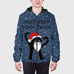 Куртка с капюшоном мужская Новогодний ЪУЪ, цвет: 3D-черный — фото 2