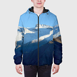 Куртка с капюшоном мужская Снежные горы, цвет: 3D-черный — фото 2