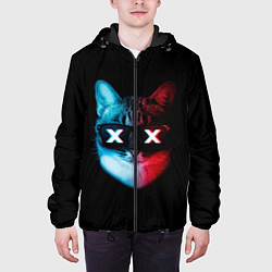 Куртка с капюшоном мужская Кот XX, цвет: 3D-черный — фото 2