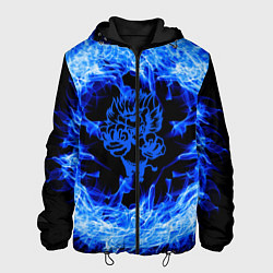 Куртка с капюшоном мужская Лев в синем пламени, цвет: 3D-черный