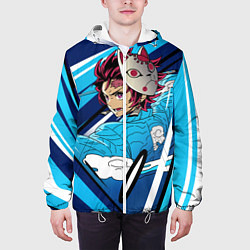 Куртка с капюшоном мужская Клинок рассекающий демонов, цвет: 3D-белый — фото 2