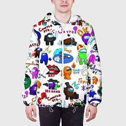 Куртка с капюшоном мужская AMONG US STICKERBOMBING, цвет: 3D-белый — фото 2