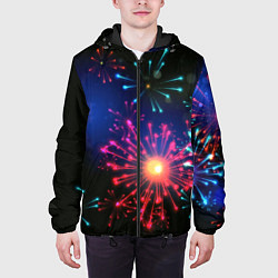 Куртка с капюшоном мужская Новогодний Салют, цвет: 3D-черный — фото 2