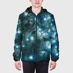 Куртка с капюшоном мужская Новогодняя Ёлка, цвет: 3D-черный — фото 2