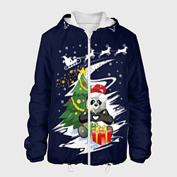 Куртка с капюшоном мужская Рождественская Панда, цвет: 3D-белый