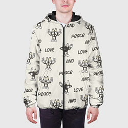 Куртка с капюшоном мужская Pease and Love, цвет: 3D-черный — фото 2