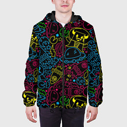 Куртка с капюшоном мужская КОСМИЧЕСКИЙ НЕОН, цвет: 3D-черный — фото 2