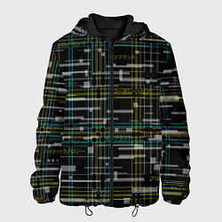 Куртка с капюшоном мужская Cyberpunk Tartan, цвет: 3D-черный