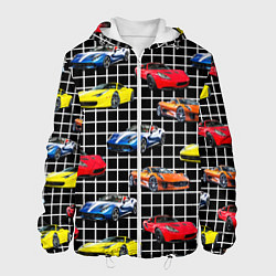Куртка с капюшоном мужская Гоночные тачки, цвет: 3D-белый