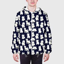 Куртка с капюшоном мужская Собаки Пушистики, цвет: 3D-белый — фото 2