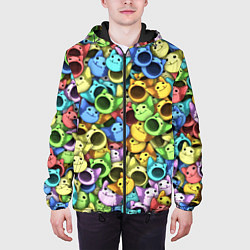 Куртка с капюшоном мужская Цветные Поп Котики, цвет: 3D-черный — фото 2