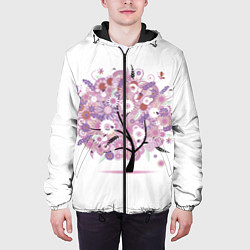Куртка с капюшоном мужская Цветочное Дерево, цвет: 3D-черный — фото 2