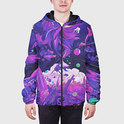 Куртка с капюшоном мужская Неоновые Рыбки, цвет: 3D-черный — фото 2