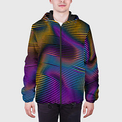 Куртка с капюшоном мужская Современная абстракция, цвет: 3D-черный — фото 2