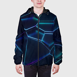 Куртка с капюшоном мужская 3D ПЛИТЫ НЕОНОВЫЕ ПЛИТЫ, цвет: 3D-черный — фото 2