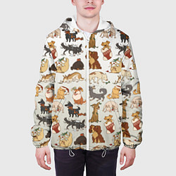 Куртка с капюшоном мужская Узор песики собачки гав, цвет: 3D-белый — фото 2