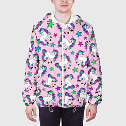 Куртка с капюшоном мужская Единороги и звезды, цвет: 3D-белый — фото 2