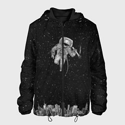 Куртка с капюшоном мужская Космонавт Над Городом, цвет: 3D-черный