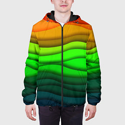 Куртка с капюшоном мужская Цветные волны, цвет: 3D-черный — фото 2