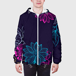 Куртка с капюшоном мужская Красочные Цветы, цвет: 3D-белый — фото 2