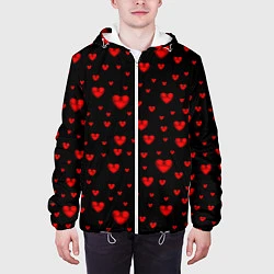 Куртка с капюшоном мужская Красные сердца, цвет: 3D-белый — фото 2