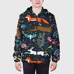 Куртка с капюшоном мужская Звери и Природа, цвет: 3D-черный — фото 2