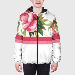 Куртка с капюшоном мужская Нежные Розы, цвет: 3D-черный — фото 2