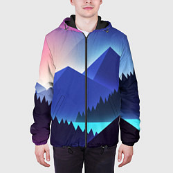 Куртка с капюшоном мужская Неоновые горы, цвет: 3D-черный — фото 2