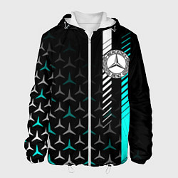 Куртка с капюшоном мужская МЕРСЕДЕС AQUA BLACK GRADIENT, цвет: 3D-белый