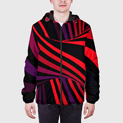 Куртка с капюшоном мужская Оптическая иллюзия, цвет: 3D-черный — фото 2
