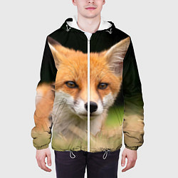 Куртка с капюшоном мужская Мордочка лисицы, цвет: 3D-белый — фото 2