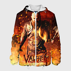 Куртка с капюшоном мужская Valheim Викинг в огне, цвет: 3D-белый