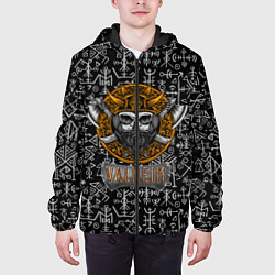 Куртка с капюшоном мужская Valheim Череп викинга, цвет: 3D-черный — фото 2