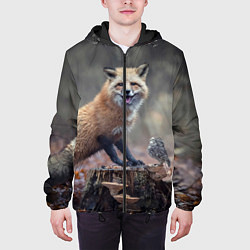 Куртка с капюшоном мужская Лисица и птичка, цвет: 3D-черный — фото 2