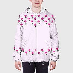 Куртка с капюшоном мужская Розовые цветы pink flowers, цвет: 3D-белый — фото 2