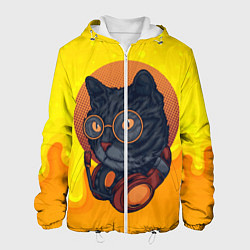 Куртка с капюшоном мужская D j Cat Кот диджей, цвет: 3D-белый