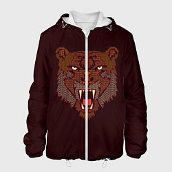Куртка с капюшоном мужская Морда медведя, цвет: 3D-белый