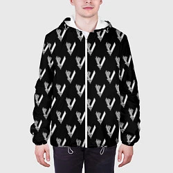 Куртка с капюшоном мужская Викинги Лого Паттерн Vikings Pattern Z, цвет: 3D-белый — фото 2