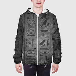 Куртка с капюшоном мужская Египетские Иероглифы 3D, цвет: 3D-белый — фото 2