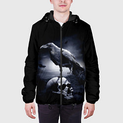 Куртка с капюшоном мужская ЧЕРЕП И ВОРОН, цвет: 3D-черный — фото 2