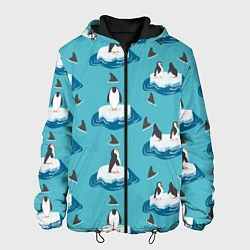 Куртка с капюшоном мужская Пингвины, цвет: 3D-черный