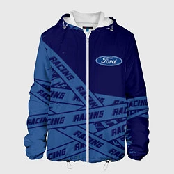 Куртка с капюшоном мужская Форд - Racing Полосы, цвет: 3D-белый