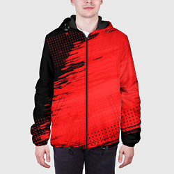 Куртка с капюшоном мужская ЧЕРНО-КРАСНЫЙ ГРАНЖ GRUNGE Z, цвет: 3D-черный — фото 2