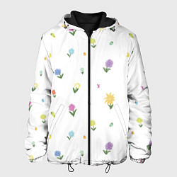 Куртка с капюшоном мужская Цветы и бабочки, цвет: 3D-черный
