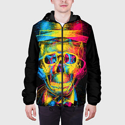 Куртка с капюшоном мужская Череп-анаглиф, цвет: 3D-черный — фото 2