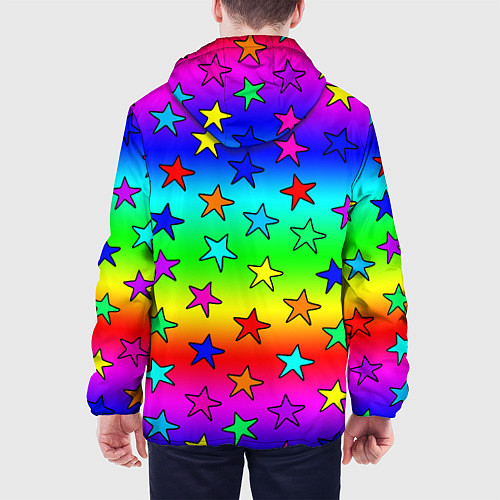 Мужская куртка Радужные звезды / 3D-Черный – фото 4