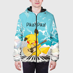 Куртка с капюшоном мужская Пикачу играет на гитаре, цвет: 3D-черный — фото 2